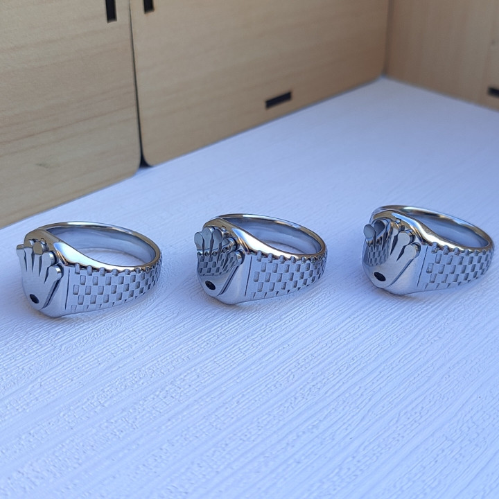 خرید انگشتر مردانه رولکس نقره ای رنگ ثابت استیل