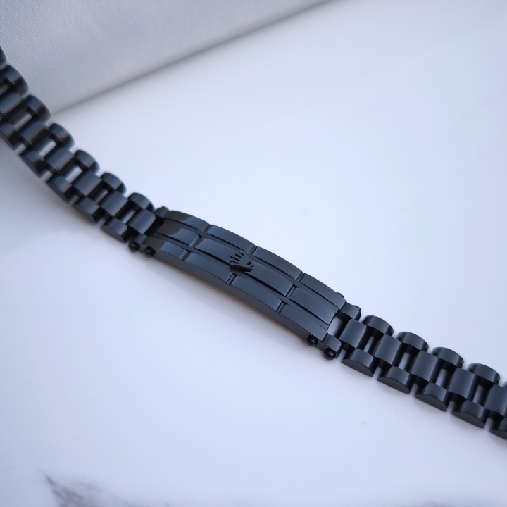 خرید دستبند مردانه مشکی رنگ ثابت استیل رولکس