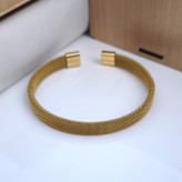 خرید دستبند حصیری مردانه طلایی استیل رنگ ثابت