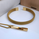 خرید ست دستبند و انگشتر مردانه طلایی استیل رنگ ثابت