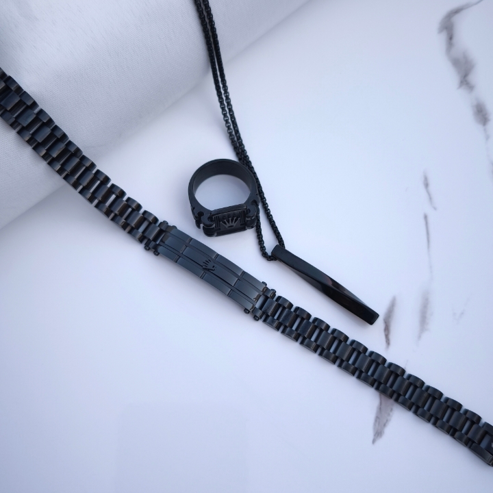 خرید ست اکسسوری مردانه مشکی رنگ ثابت مناسب کادو تولد