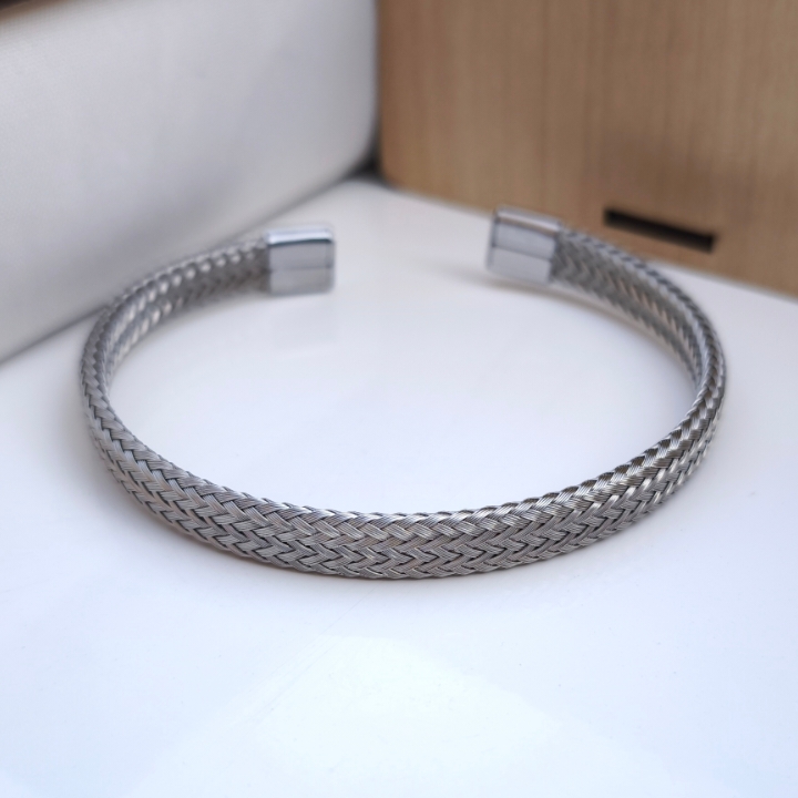 خرید دستبند مردانه حصیری استیل رنگ ثابت شیک