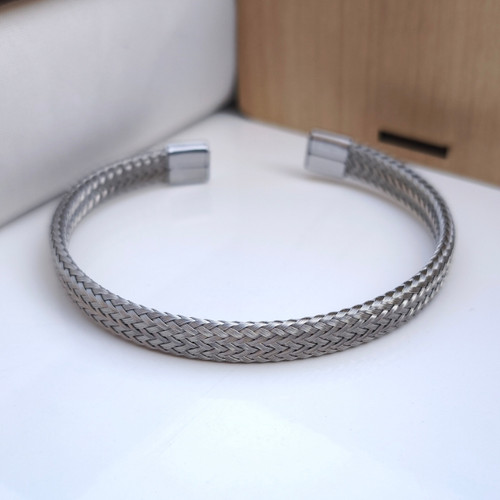 خرید دستبند مردانه حصیری استیل رنگ ثابت شیک