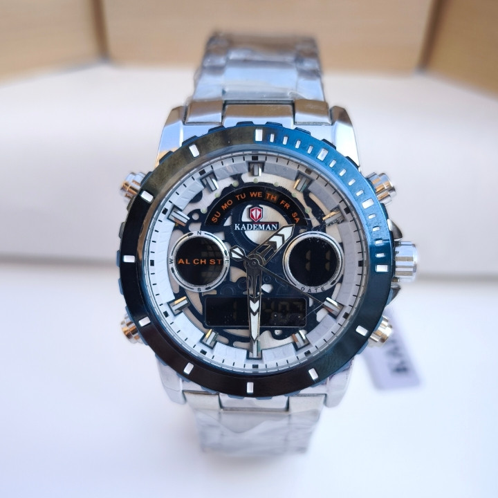 خرید ساعت دو زمانه مردانه کیدمن استیل رنگ ثابت Kademan