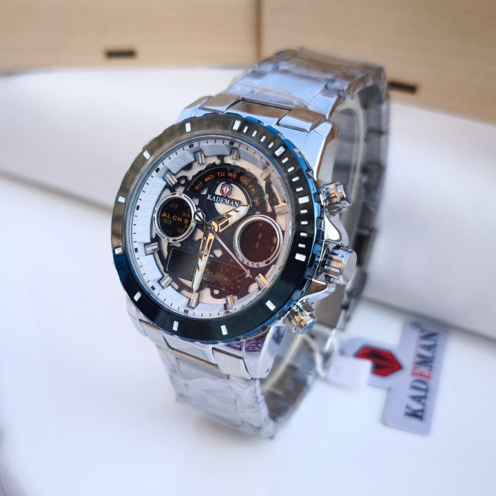 خرید ساعت مردانه عقربه ای دیجیتالی استیل رنگ ثابت