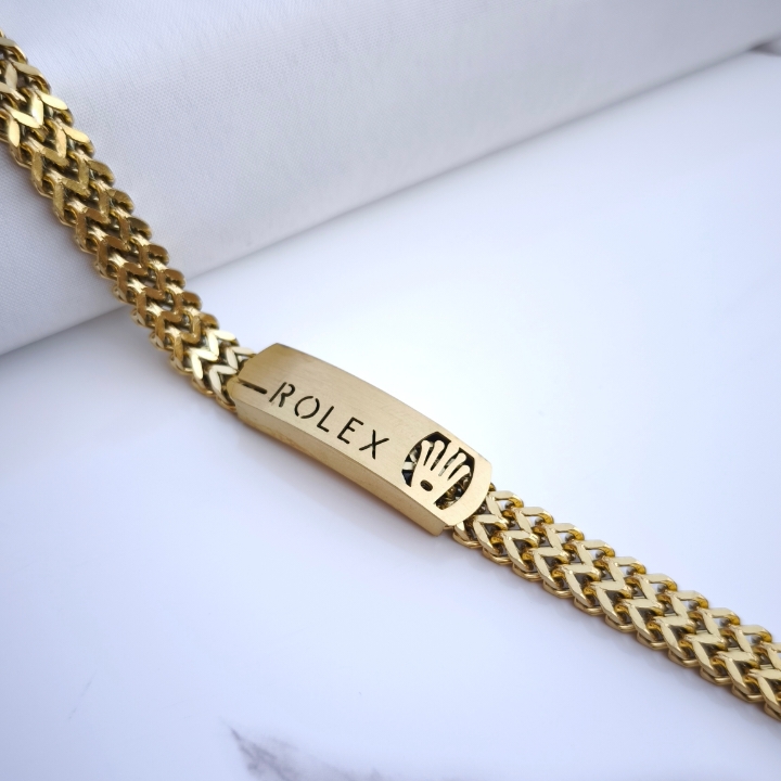 خرید دستبند مردانه طلایی استیل رنگ ثابت رولکس شیک