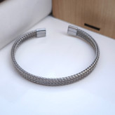 خرید بنگل پسرانه شیک رنگ ثابت نقره ای فری سایز