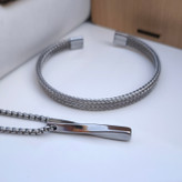 خرید ست دستبند و گردنبند مردانه استیل رنگ ثابت شیک