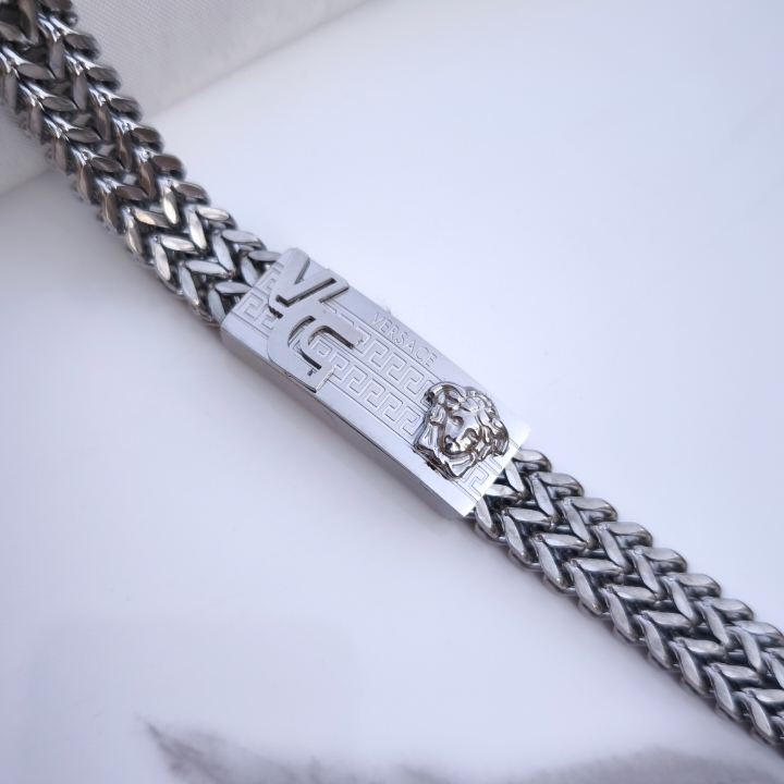 خرید دستبند مردانه نقره ای استیل رنگ ثابت شیک قیمت مناسب