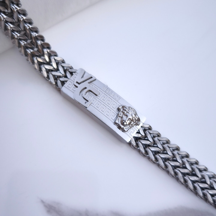 خرید دستبند مردانه نقره ای استیل رنگ ثابت شیک قیمت مناسب