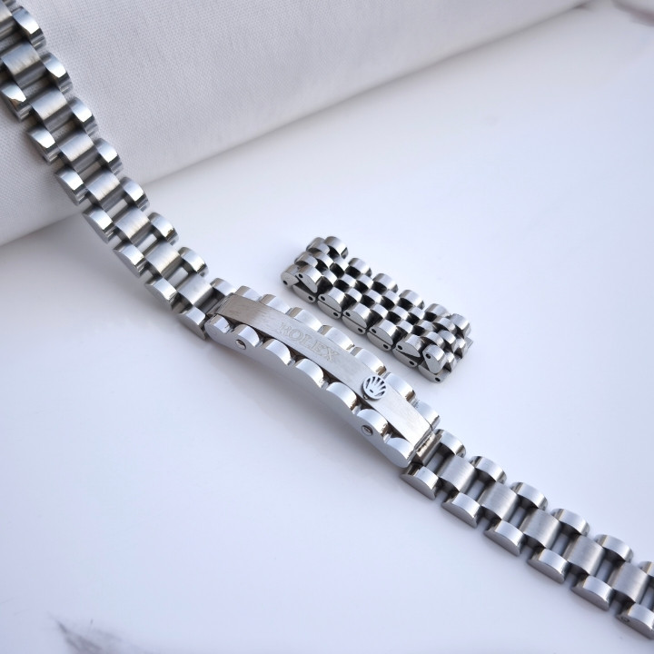 خرید ست دستبند و انگشتر مردانه رولکس رنگ ثابت نقره ای