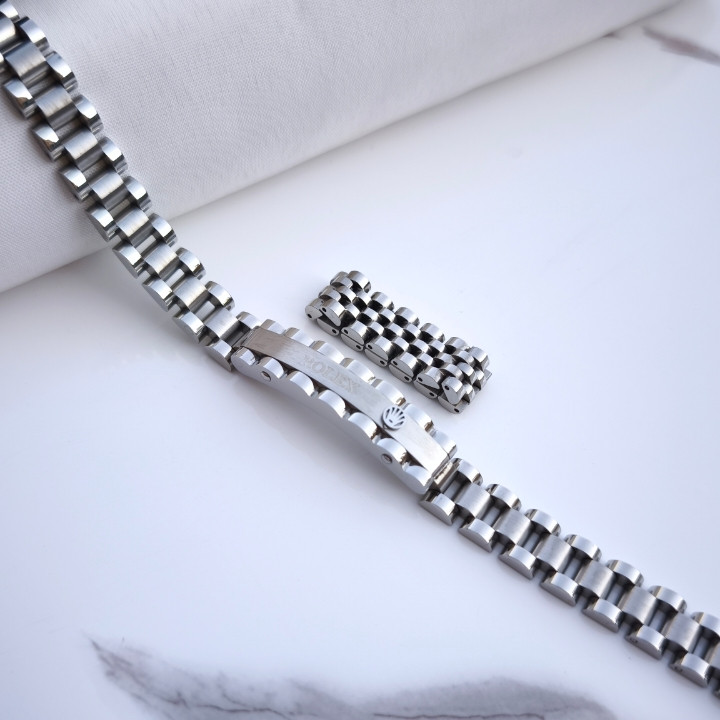 خرید دستبند رولکس مردانه شیک رنگ ثابت نقره ای ارزان