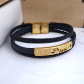 خرید دستبند چرمی رولکس مردانه سه دور مشکی شیک