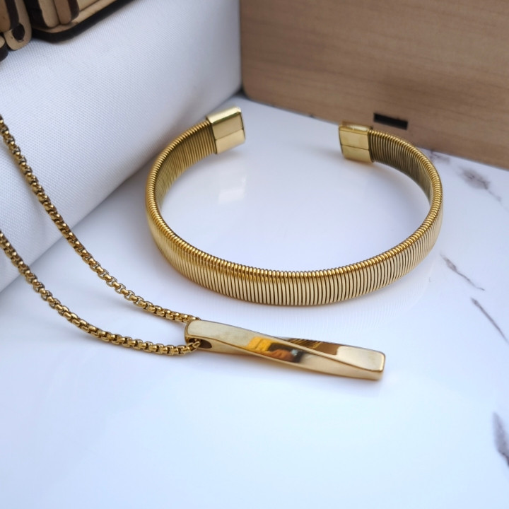 خرید ست بنگل و گردنبند پیچی مردانه شیک