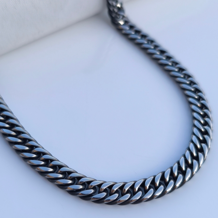 زنجیر کارتیر مردانه سیاه قلم استیل رنگ ثابت شیک ۶۰ سانتی