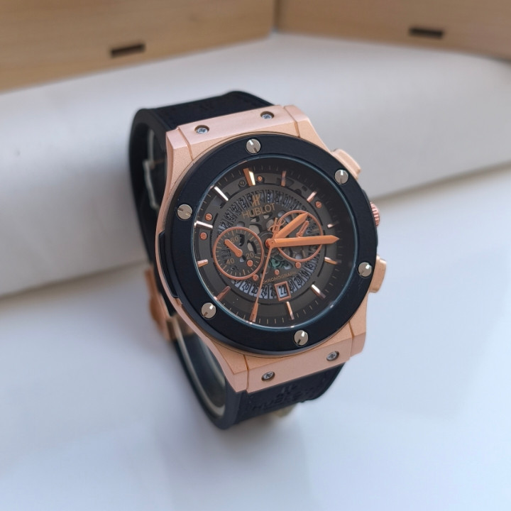 خرید ساعت مردانه هابلوت طرح سه موتور مشکی ارزان