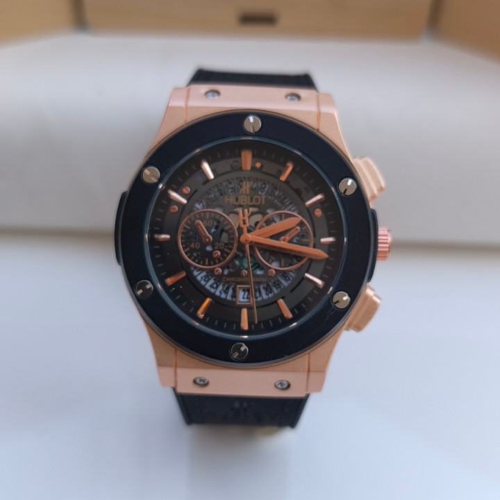 خرید ساعت هابلوت مردانه چرمی طرح سه موتور ارزان شیک