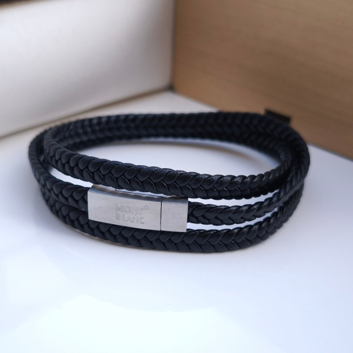 خرید دستبند مردانه چرمی مونت بلانک پهن شیک