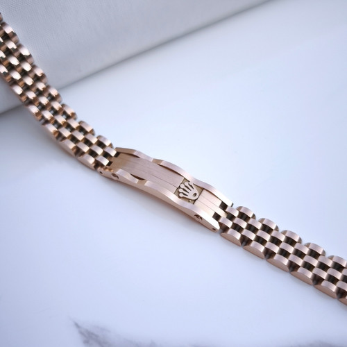 خرید دستبند رولکس مردانه رزگلد استیل رنگ ثابت شیک ارزان