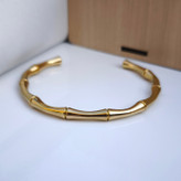 خرید بنگل طلایی پسرانه استیل رنگ ثابت طرح بامبو