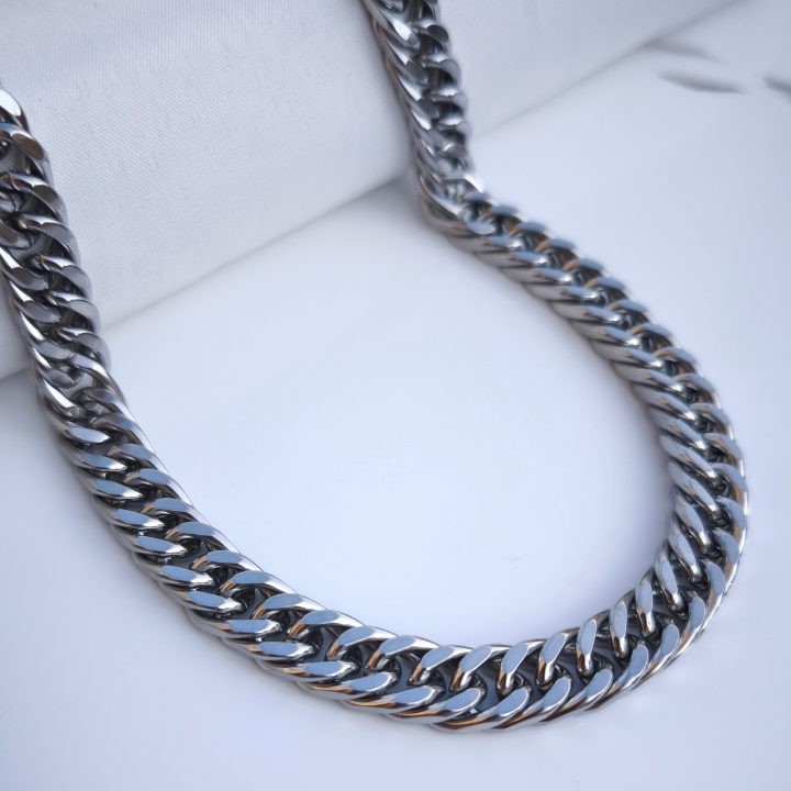 خرید زنجیر کارتیر مردانه استیل رنگ ثابت شیک ۶۰ سانتی ۱۰ میل