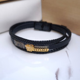 خرید دستبند ورساچه چرمی مردانه پهن شیک و ارزان