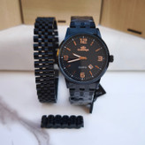 خرید ست ساعت و دستبند و انگشتر مردانه مشکی استیل رنگ ثابت قیمت مناسب