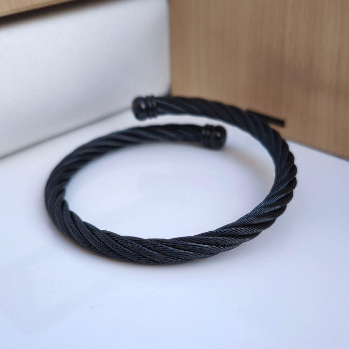 خرید دستبند مشکی مردانه سیمی استیل رنگ ثابت