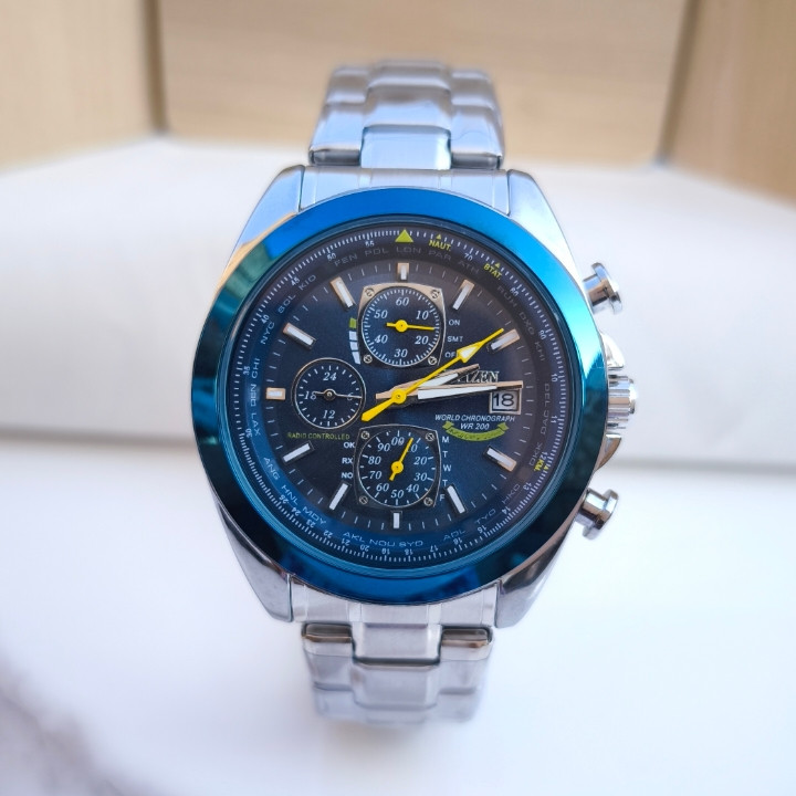 خرید ساعت سیتیزن مردانه نقره ای سه موتور فعال استیل شیک ارزان