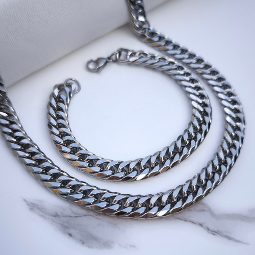 خرید ست کارتیر مردانه استیل نقره ای رنگ ثابت شیک ارزان