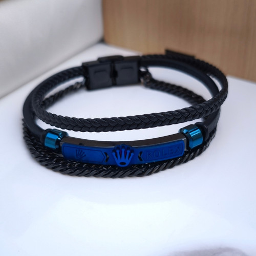 خرید دستبند چرمی رولکس سه دور مردانه شیک ارزان مناسب کادو