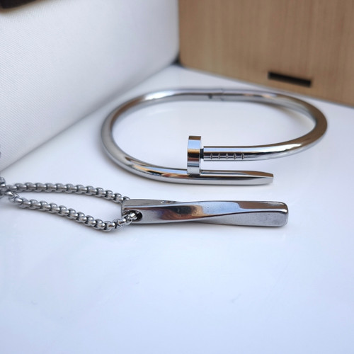 خرید ست دستبند و گردنبند مردانه استیل رنگ ثابت شیک ارزان