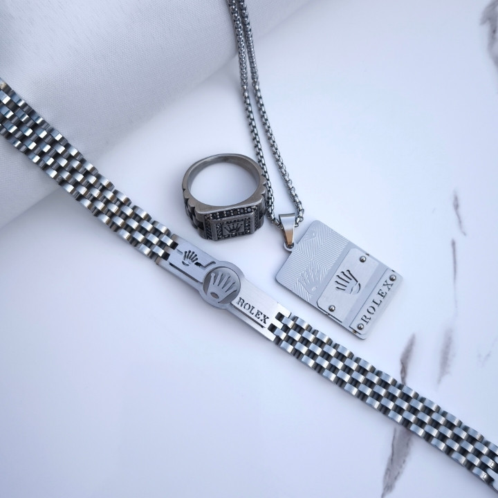 خرید ست اکسسوری مردانه استیل ارزان شیک مناسب کادو