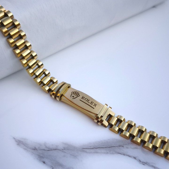 خرید دستبند مردانه شیک طلایی رنگ ثابت مناسب هدیه