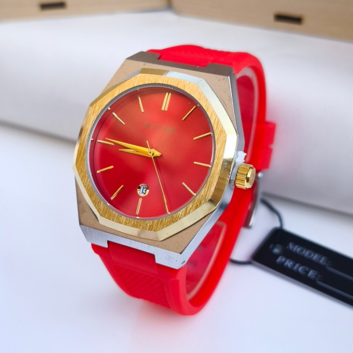 خرید ساعت مردانه بند سیلیکونی bestwin قرمز ارزان شیک