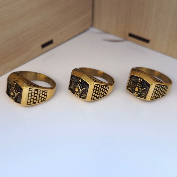 خرید انگشتر مردانه طلایی استیل رنگ ثابت شیک ارزان