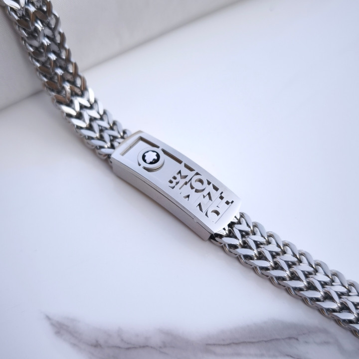 خرید دستبند مونتبلانک استیل مردانه رنگ ثابت ارزان شیک
