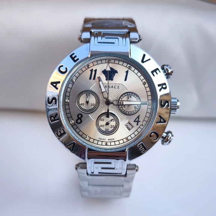خرید ساعت مردانه سه موتوره ورساچه استیل رنگ ثابت شیک ارزان