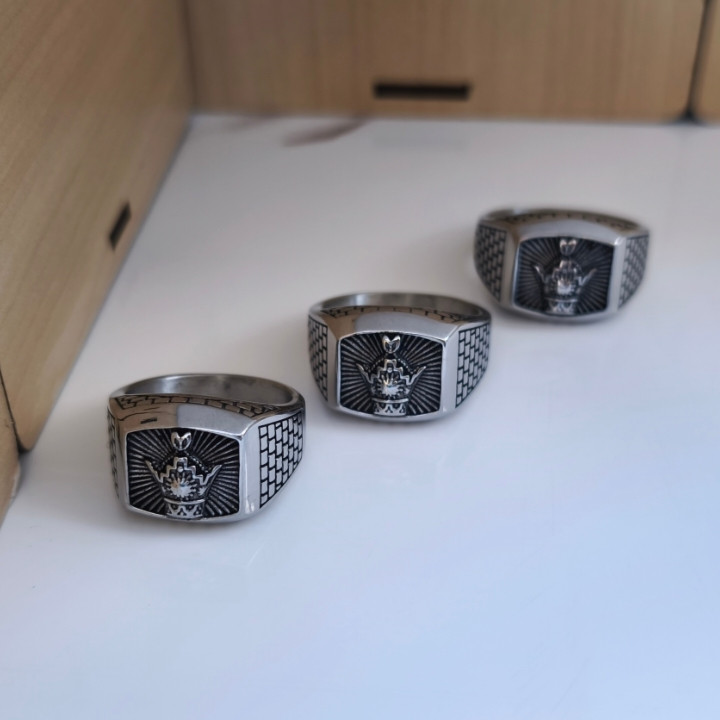 انگشتر مردانه تاج پهلوی استیل رنگ ثابت شیک ارزان مناسب کادو