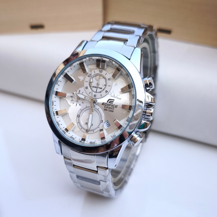 خرید ساعت مردانه کاسیو ادیفایس سه موتور نقره ای استیا رنگ ثابت شیک