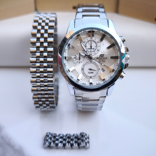 خرید ست ساعت دستبند انگشتر مردانه نقره ای استیل شیک ارزان مناسب کادو