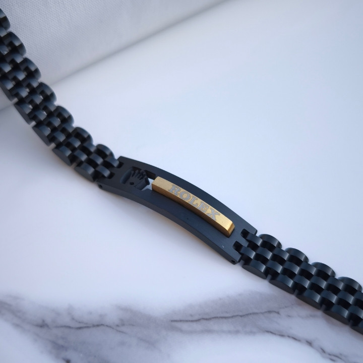 خرید دستبند مشکی مردانه رولکس استیل رنگ ثابت شیک ارزان مناسب هدیه