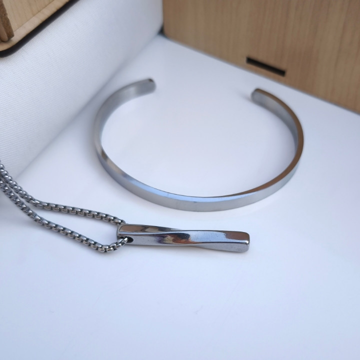 خرید ست دستبند و گردنبند مردانه رنگ ثابت مناسب کادو