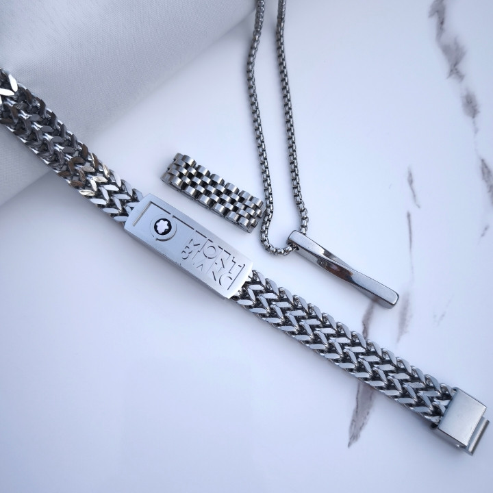 خرید ست انگشتر دستبند گردنبند مردانه رنگ ثابت قیمت مناسب