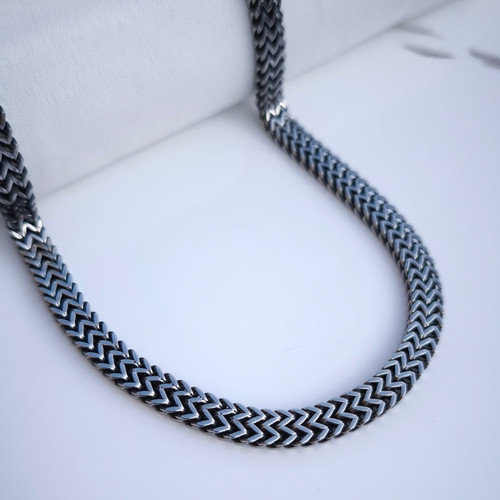 خرید زنجیر هشت پر سیاه قلم مردانه استیل رنگ ثابت ۶۰ سانتی ۷ میل