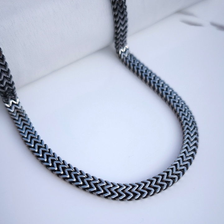 خرید زنجیر هشت پر سیاه قلم مردانه استیل رنگ ثابت ۶۰ سانتی ۷ میل