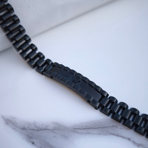 خرید دستبند مردانه مشکی رولکس استیل رنگ ثابت شیک ارزان