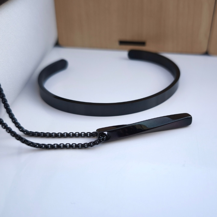 خرید ست گردنبند دستبند مردانه استیل رنگ ثابت شیک قیمت مناسب