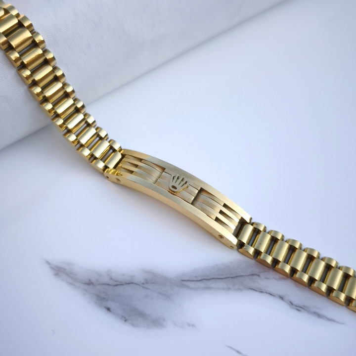 خرید دستبند مردانه طلایی استیل رنگ ثابت شیک ارزان مناسب هدیه
