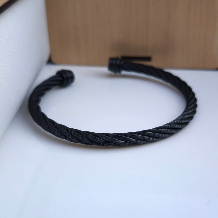 خرید دستبند مردانه مشکی طرح سیم استیل رنگ ثابت قیمت مناسب